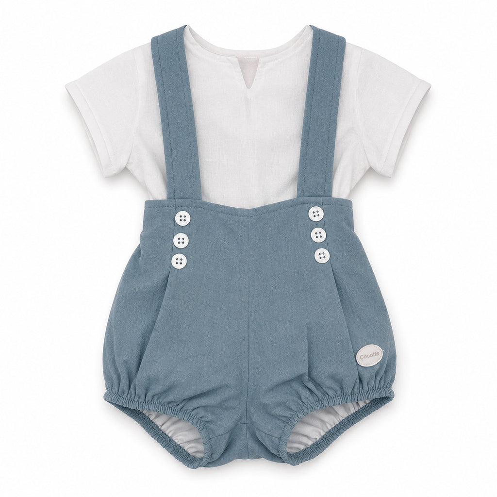 Conjunto peto y camisa recién nacido azul