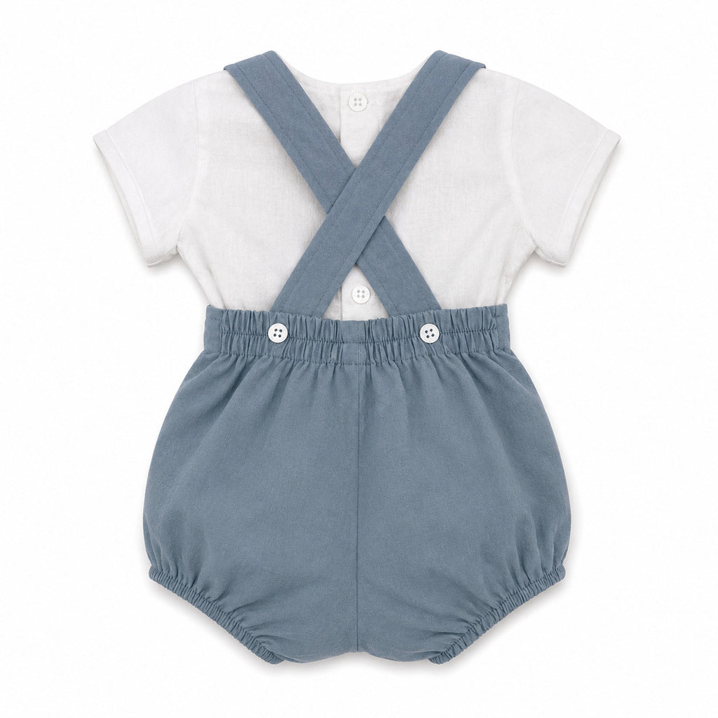 Conjunto peto y camisa recién nacido azul