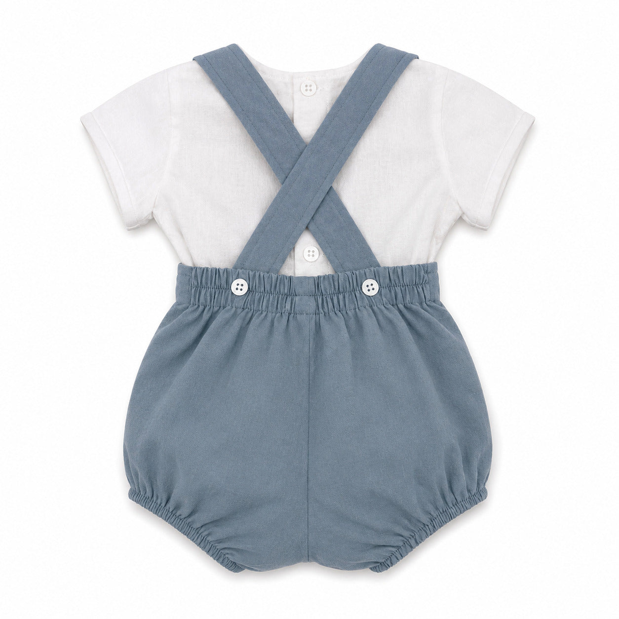 Conjunto peto y camisa recién nacido azul