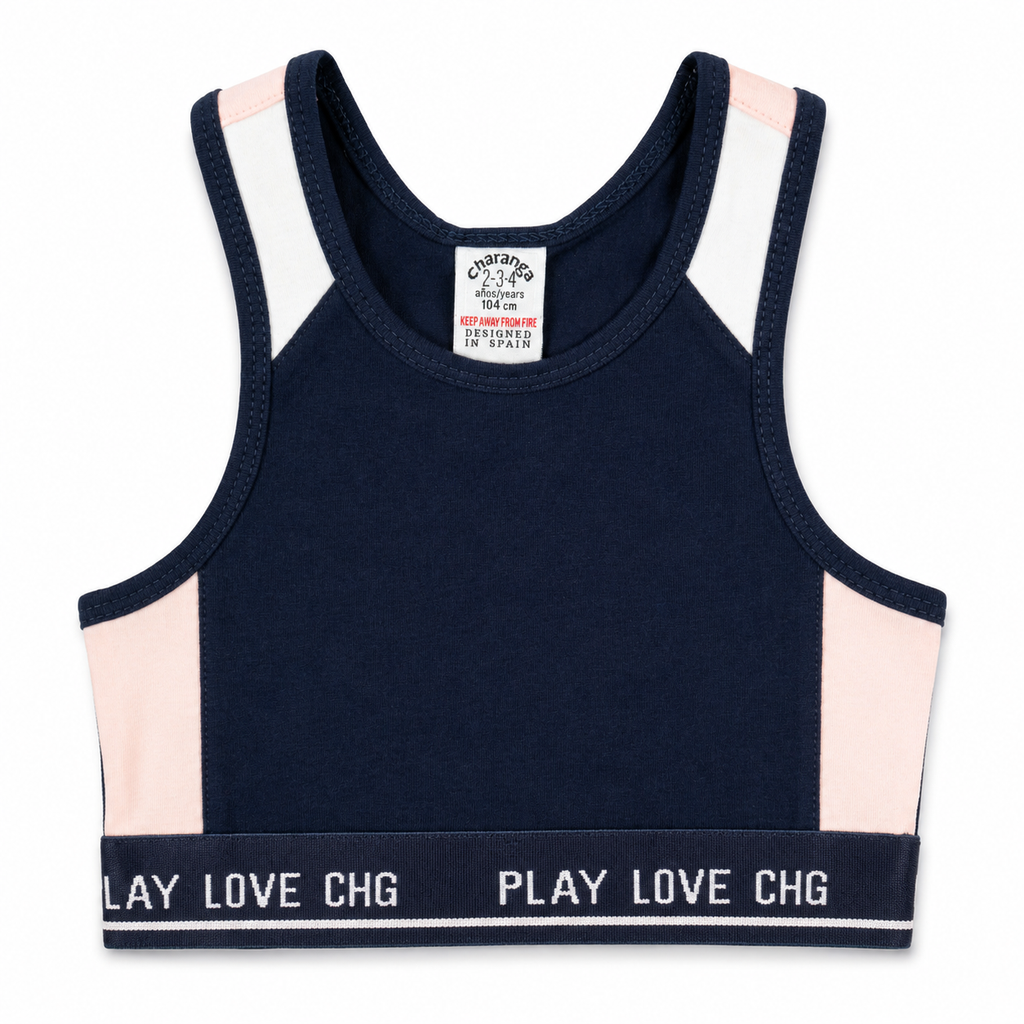 Top deportivo niña azul Love CHG | Suave y ajustado