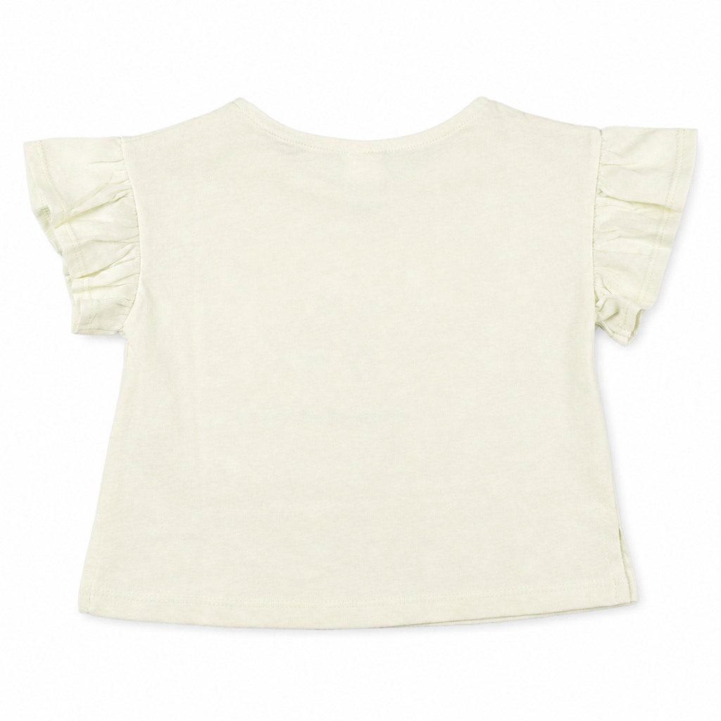 Camiseta de niña verde lima flores