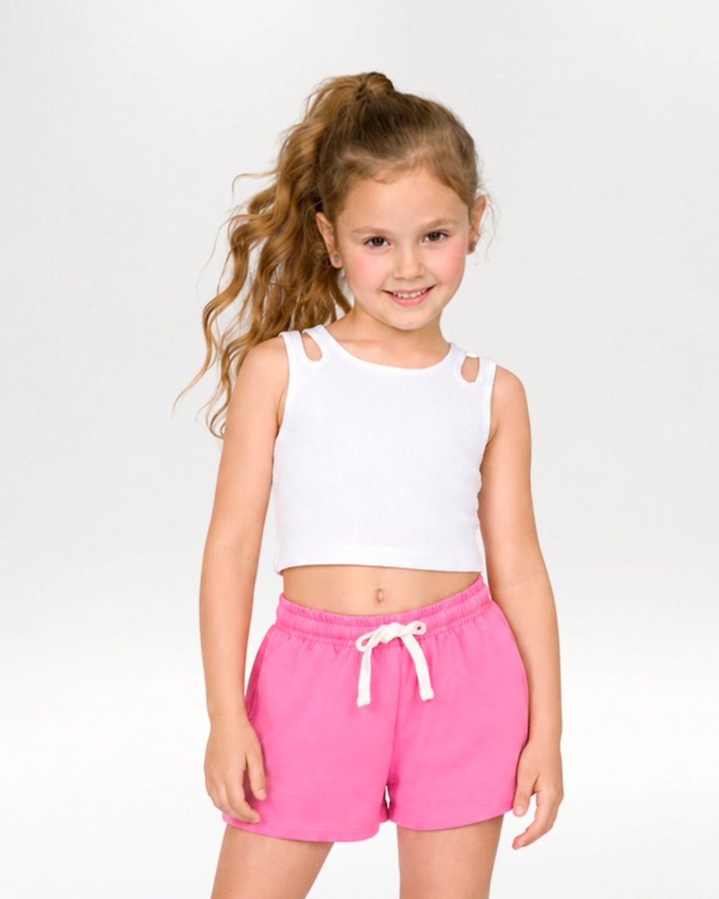 Short niña fucsia con cordón