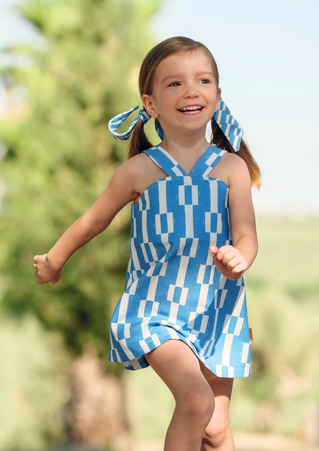 Vestido geométrico azul niña | Cocote x Charanga