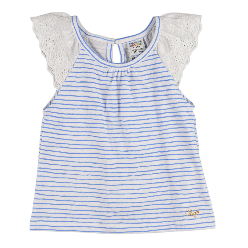 Camiseta de bebé a rayas azules y blancas VERANO/Outlet