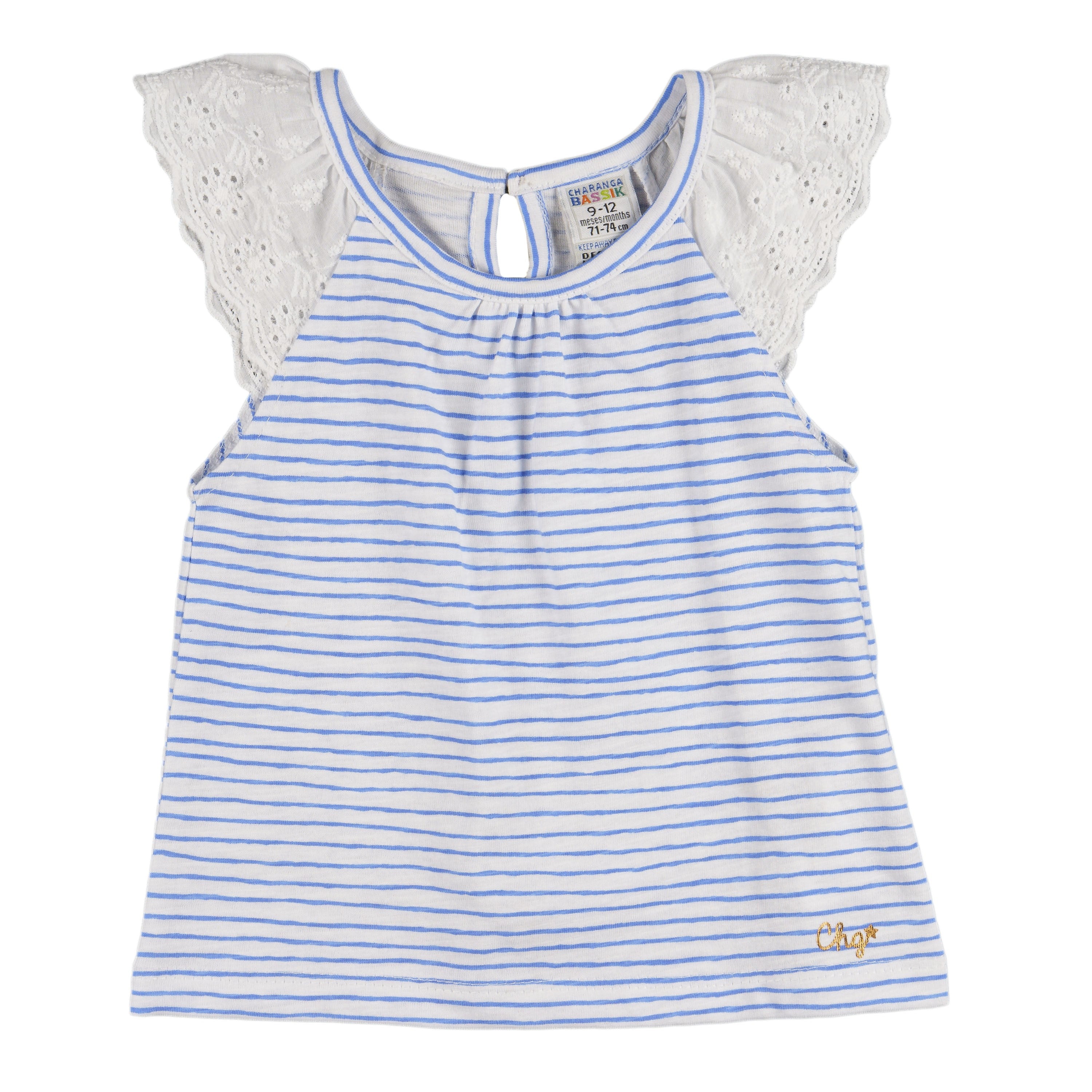 Camiseta de bebé a rayas azules y blancas VERANO/Outlet