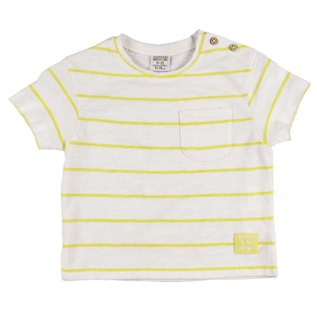 Camiseta bebé unisex rayas amarillas