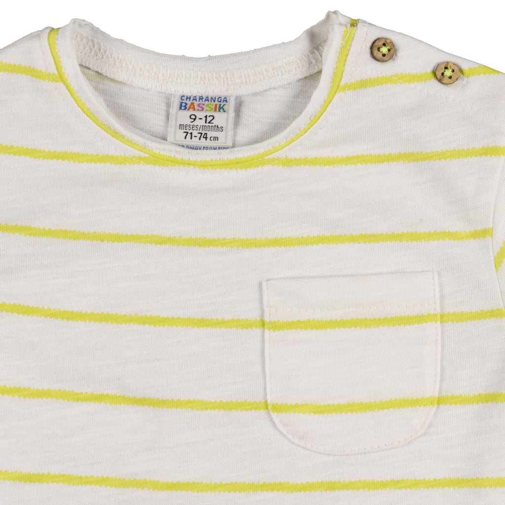Camiseta bebé unisex rayas amarillas