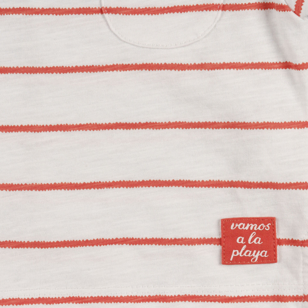 Camiseta bebé unisex rayas coral