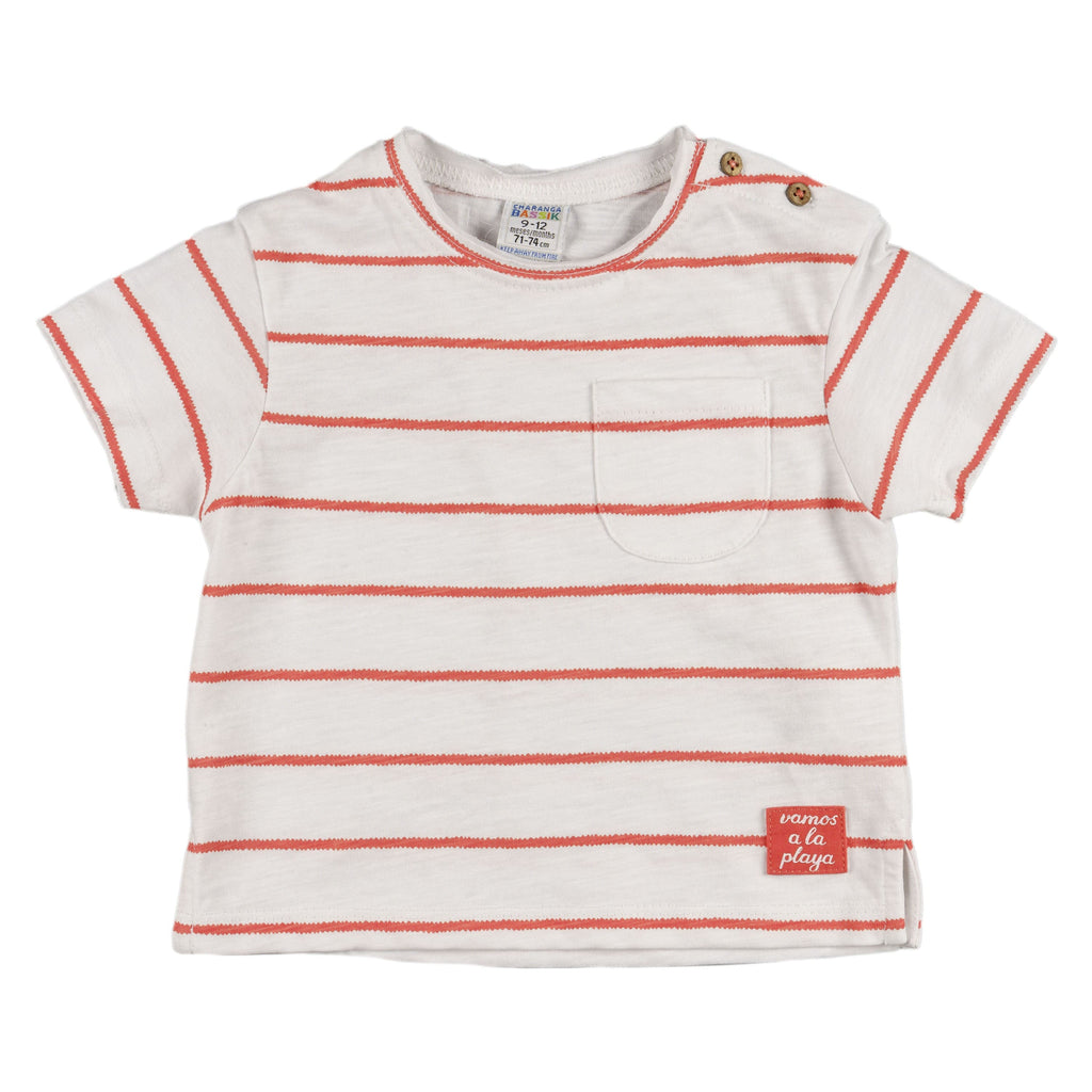 Camiseta bebé unisex rayas coral