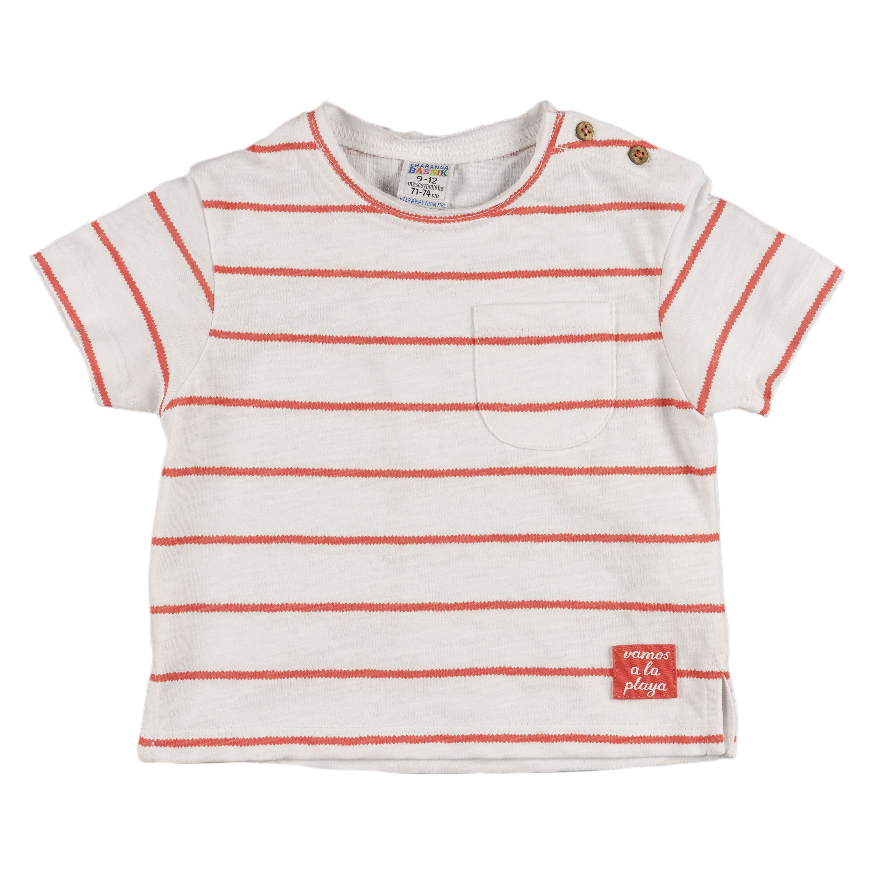 Camiseta bebé unisex rayas coral