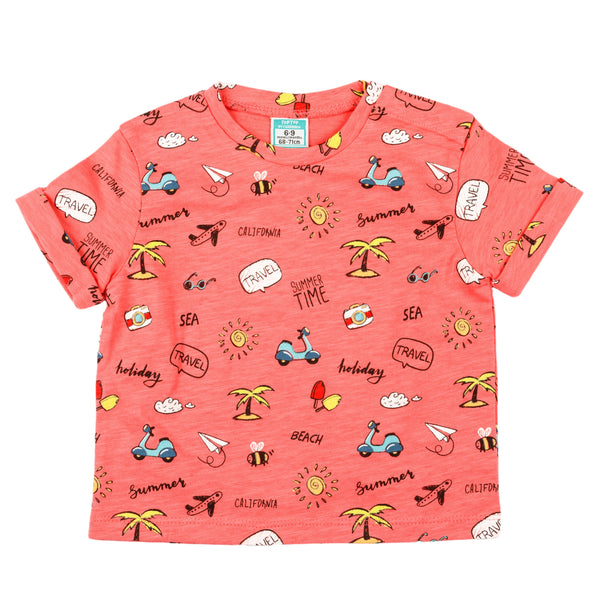 Camiseta bebé coral estampado holiday