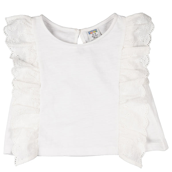 Camiseta de niña blanca volantes