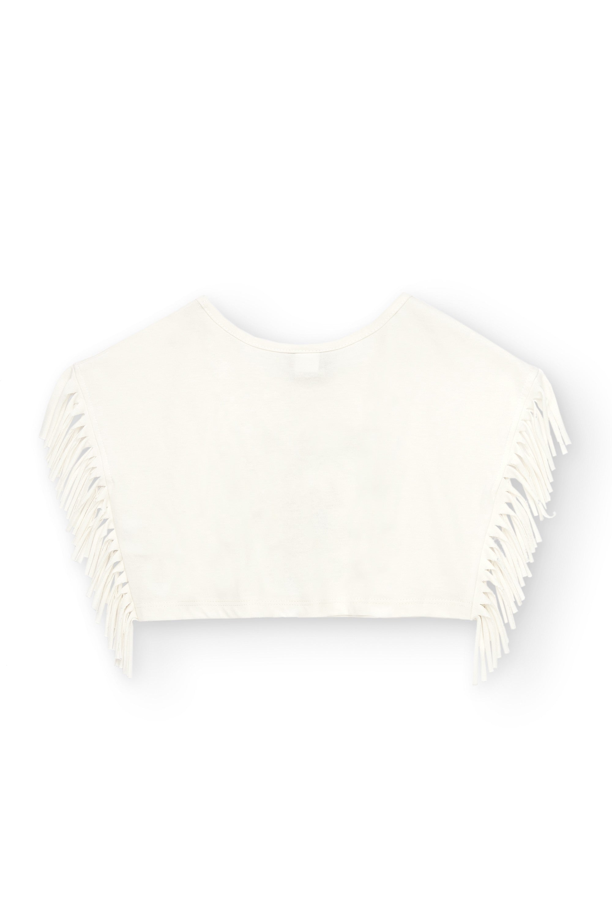 Camiseta de niña blanca detalle flecos VERANO/Outlet