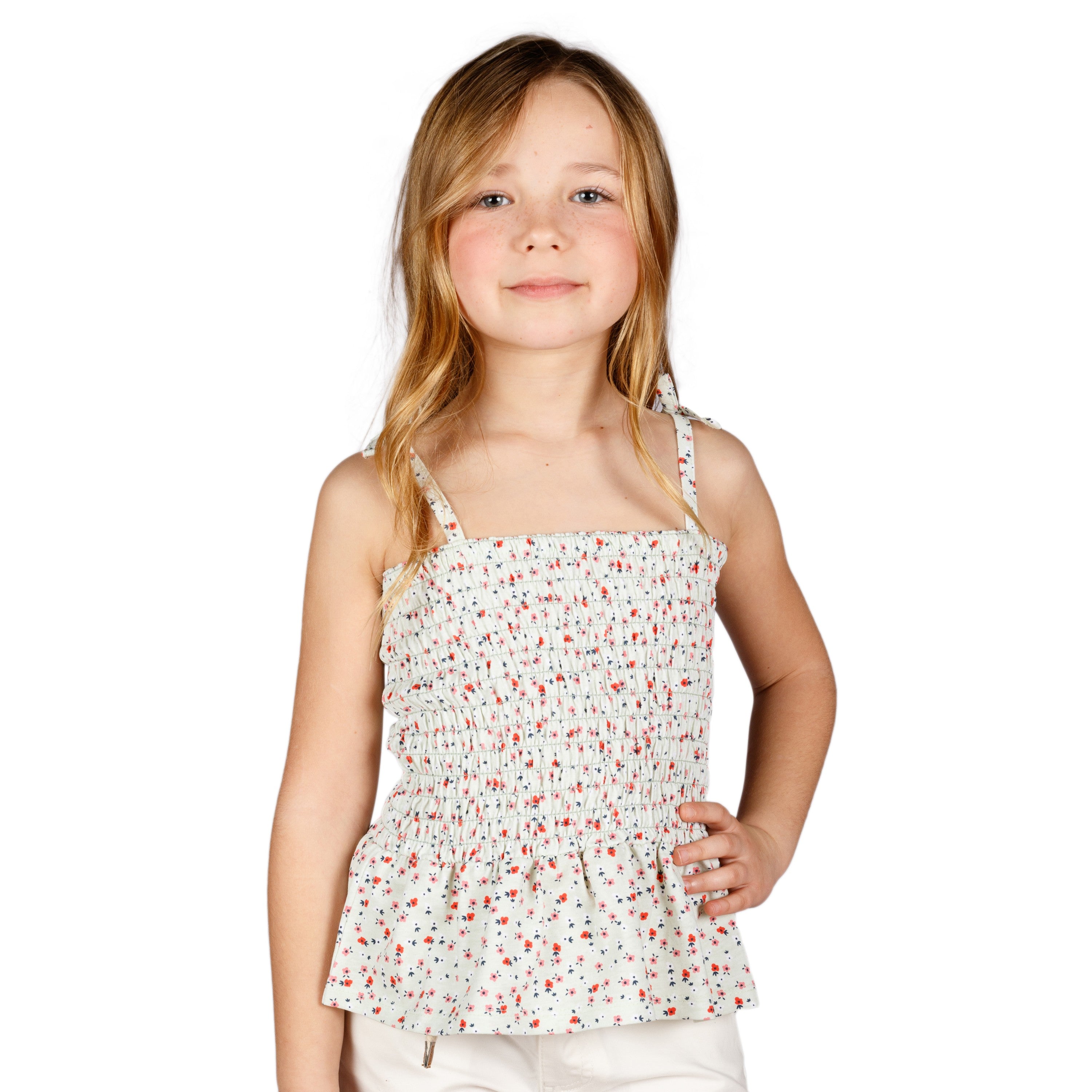 Camiseta de niña estampado de flores rojas VERANO/Outlet