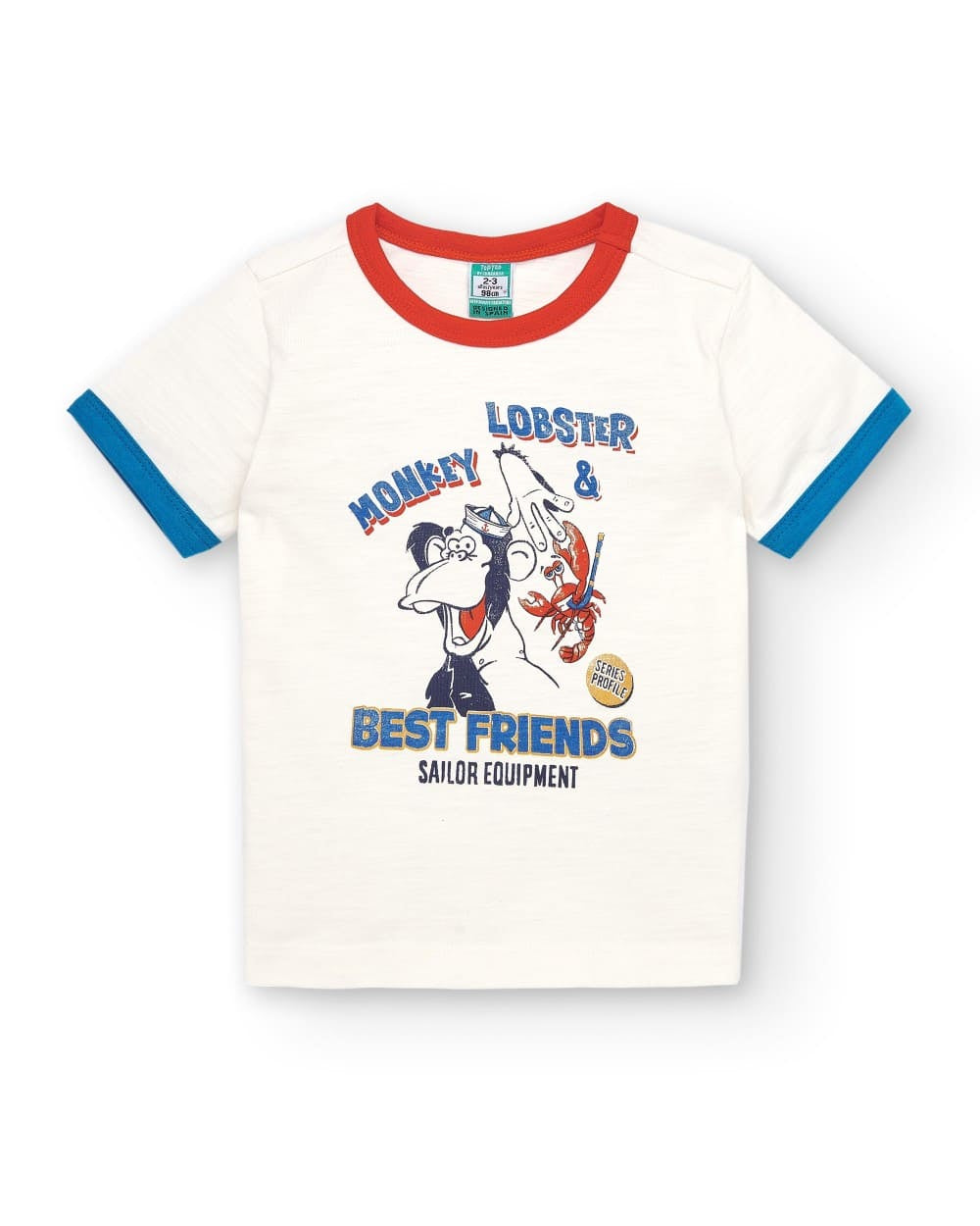 Camiseta niño cruda estampado marinero