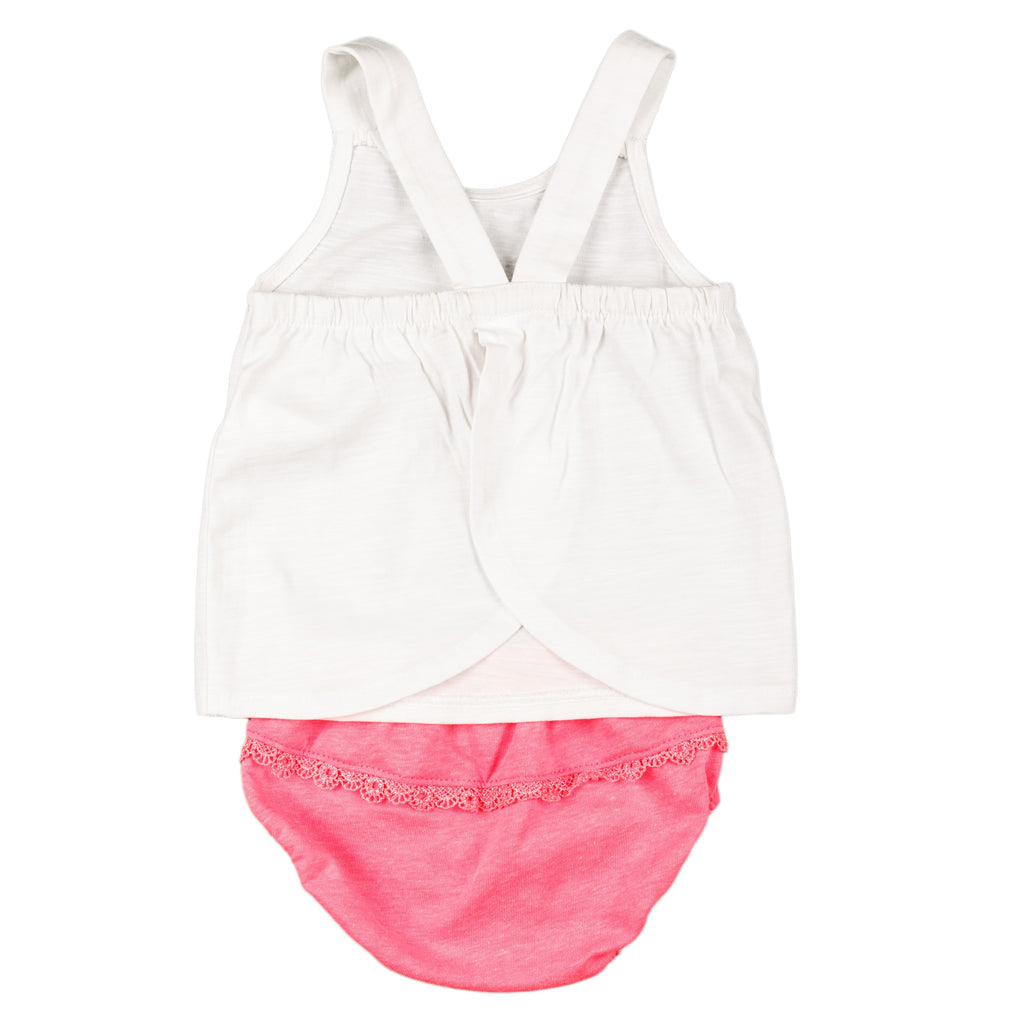 Conjunto de bebé blanco y rosa VERANO/Outlet