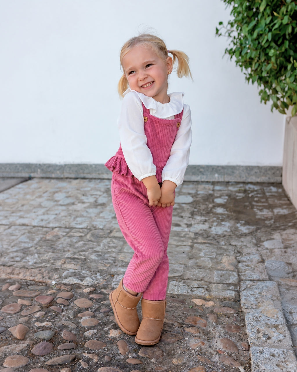 Cocote & Charanga pink baby dungarees
