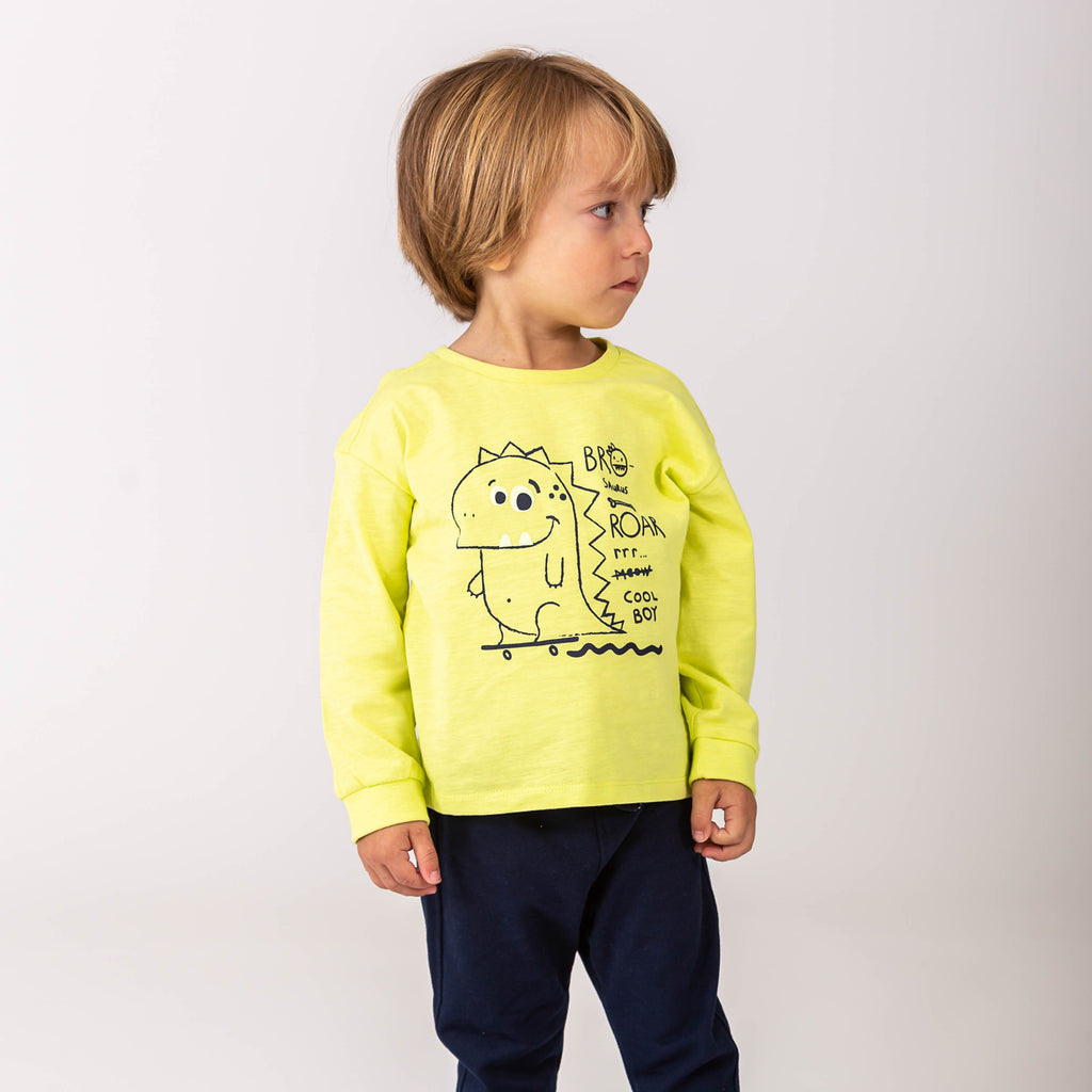 Camiseta de bebé de manga larga color amarillo Outlet