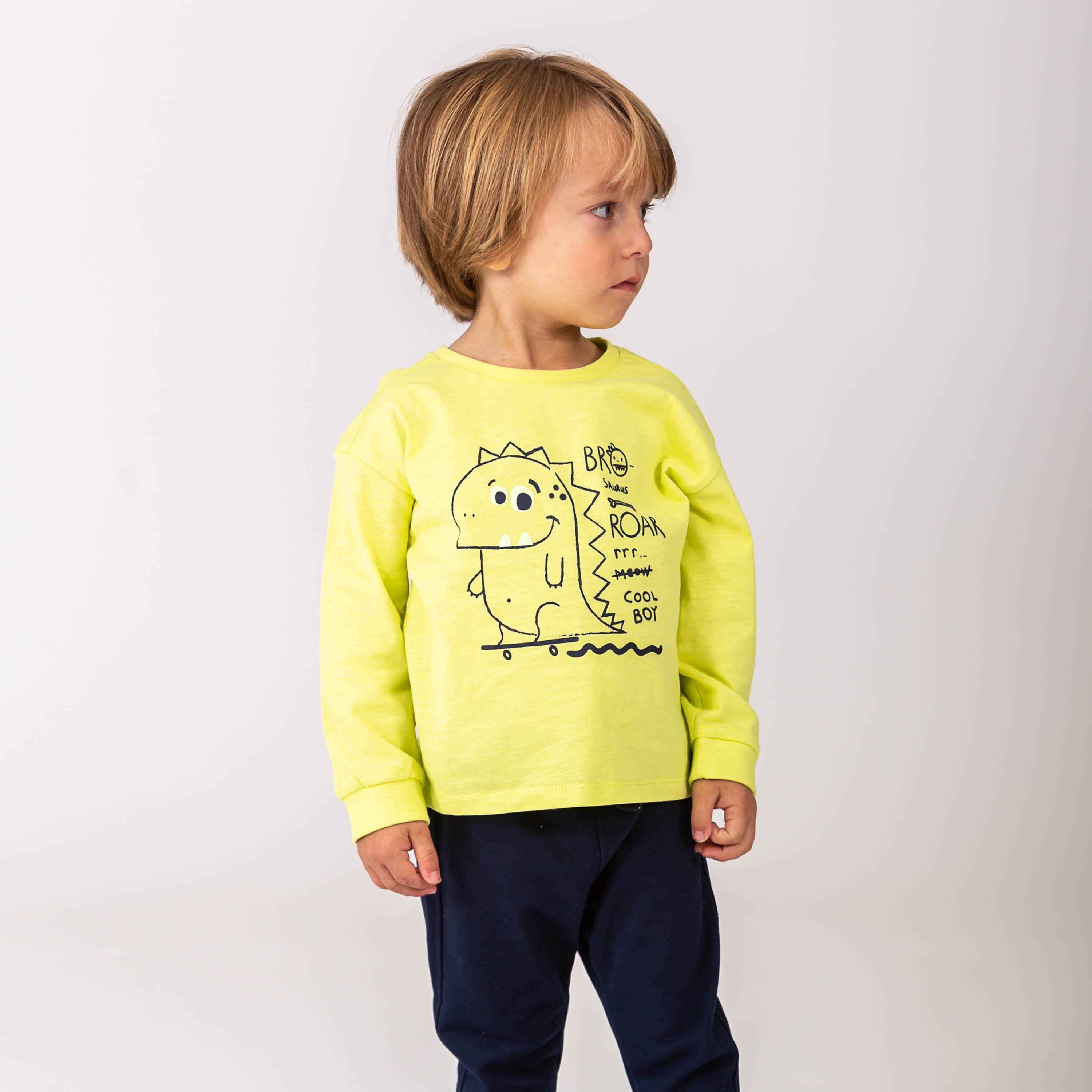 Camiseta de bebé de manga larga color amarillo Outlet
