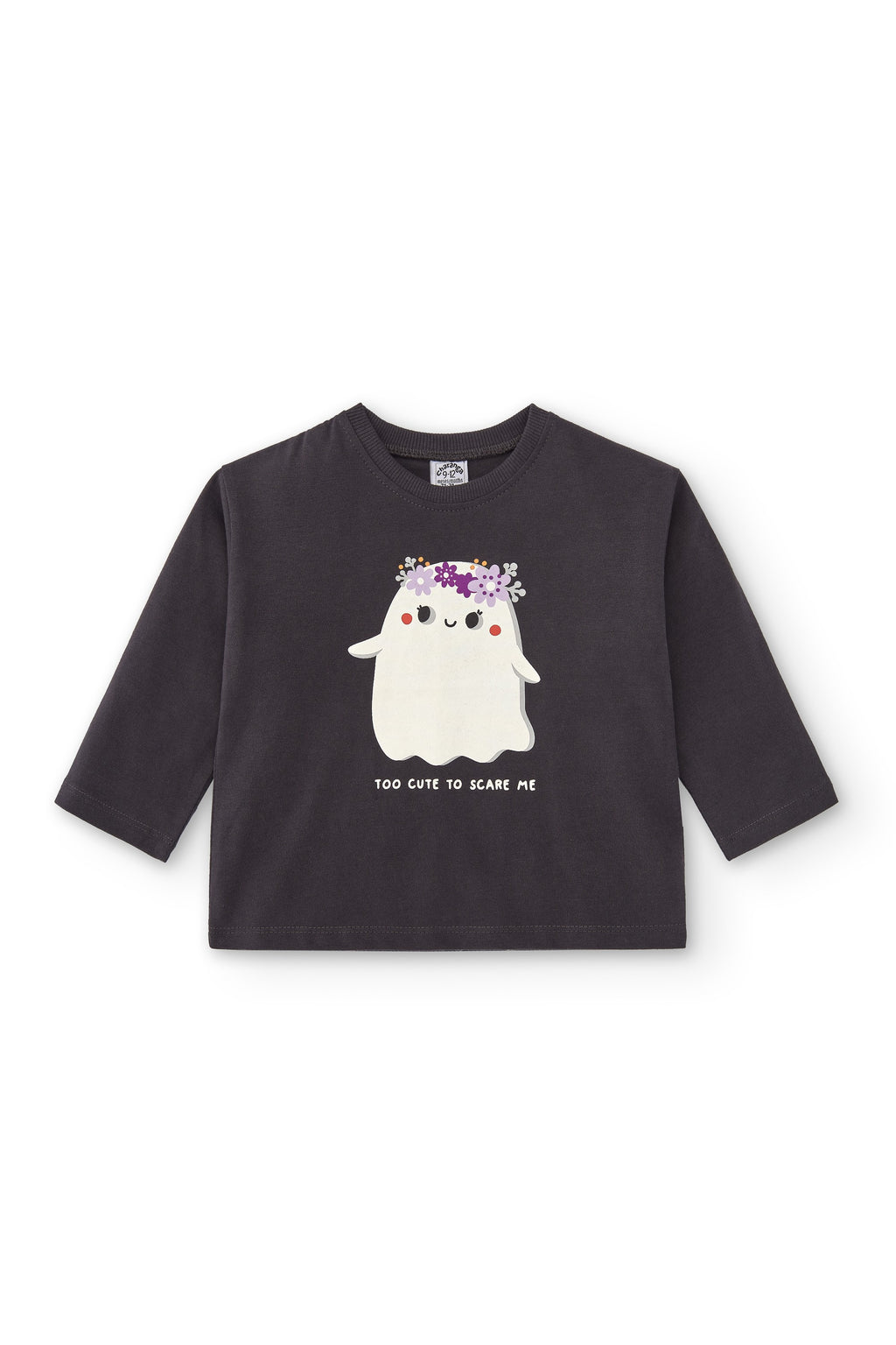 Camiseta de bebé color antracita con dibujo fantasma Charanga