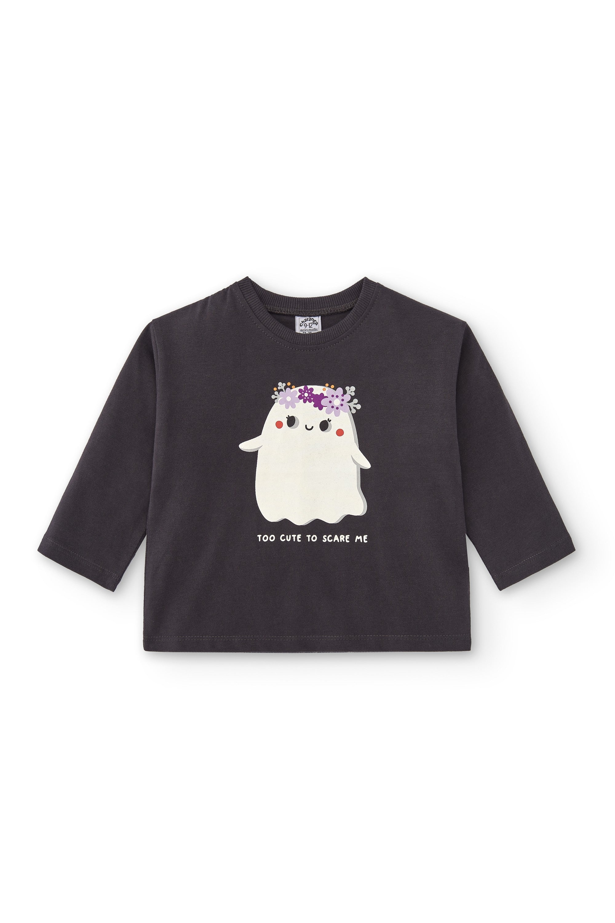 Camiseta de bebé color antracita con dibujo fantasma Charanga