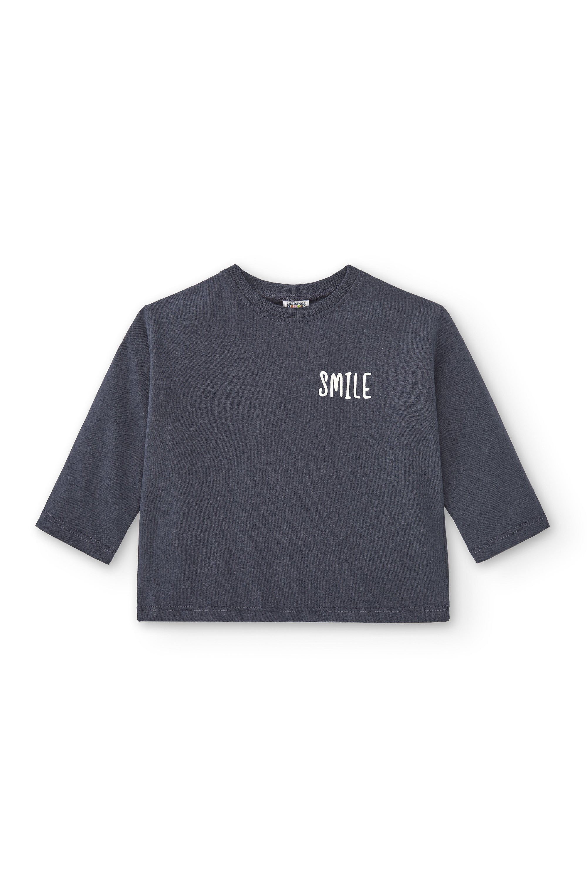 Camiseta de bebé básica en color antracita smile Charanga