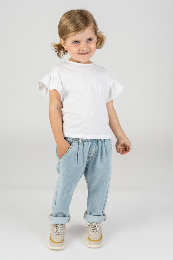Camiseta bebé niña blanca con volantes