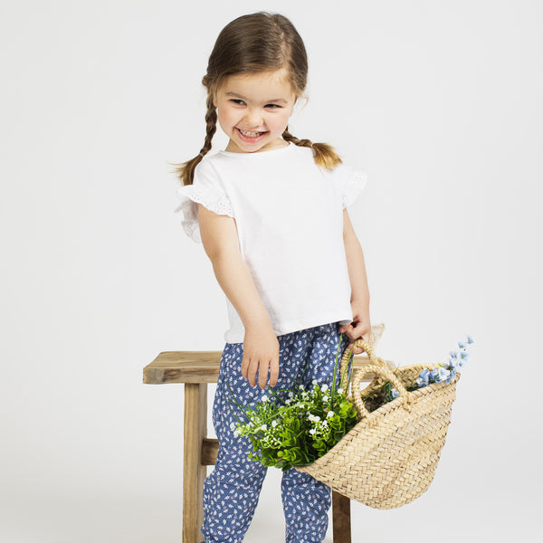 Camiseta de bebé niña blanco volantes mangas