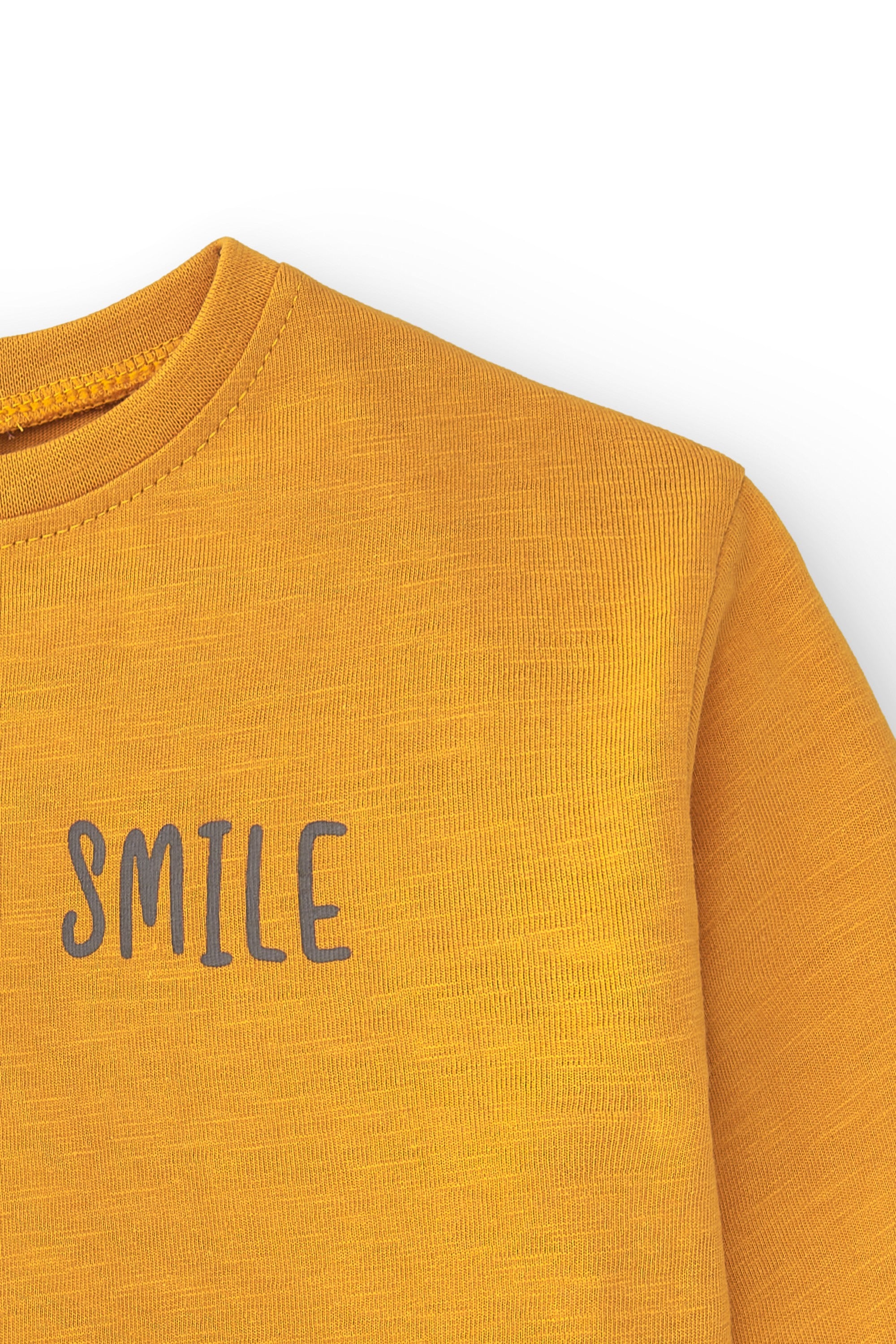 Camiseta de bebé básica en color mostaza smile Charanga