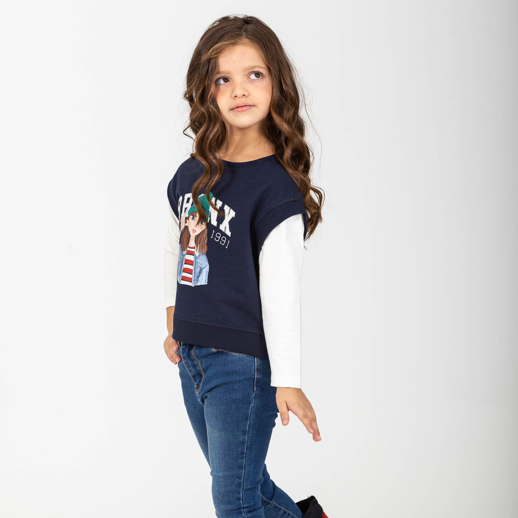 Camiseta de niña color marino Outlet