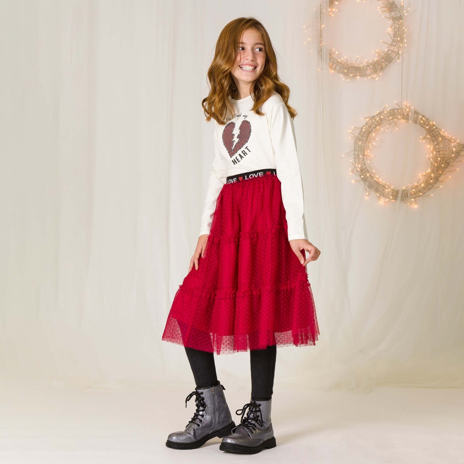 Falda de niña color rojo Outlet