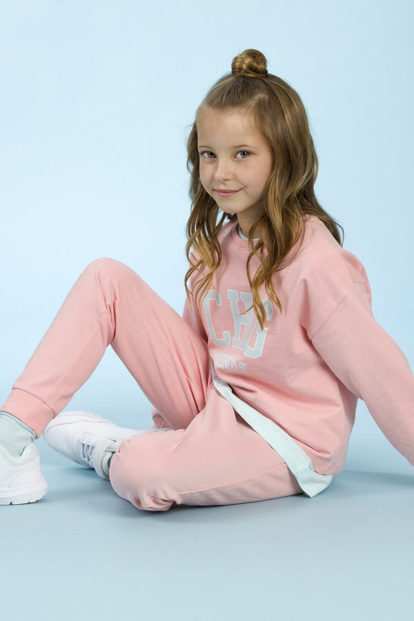 Jogger de niña rosa | Felpa suave cintura elástica
