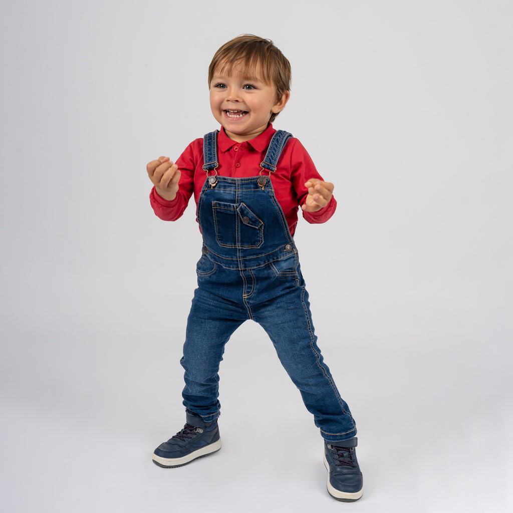 Polo de manga larga de bebé rojo básico Outlet