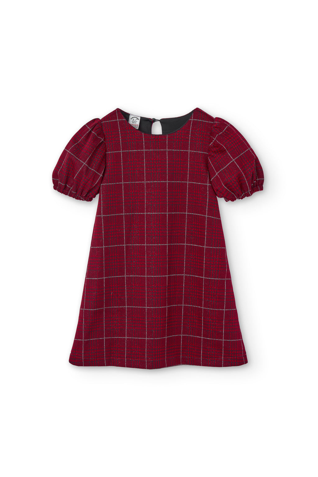Vestido niña cuadros tartán rojo vista frontal sobre fondo blanco Charanga